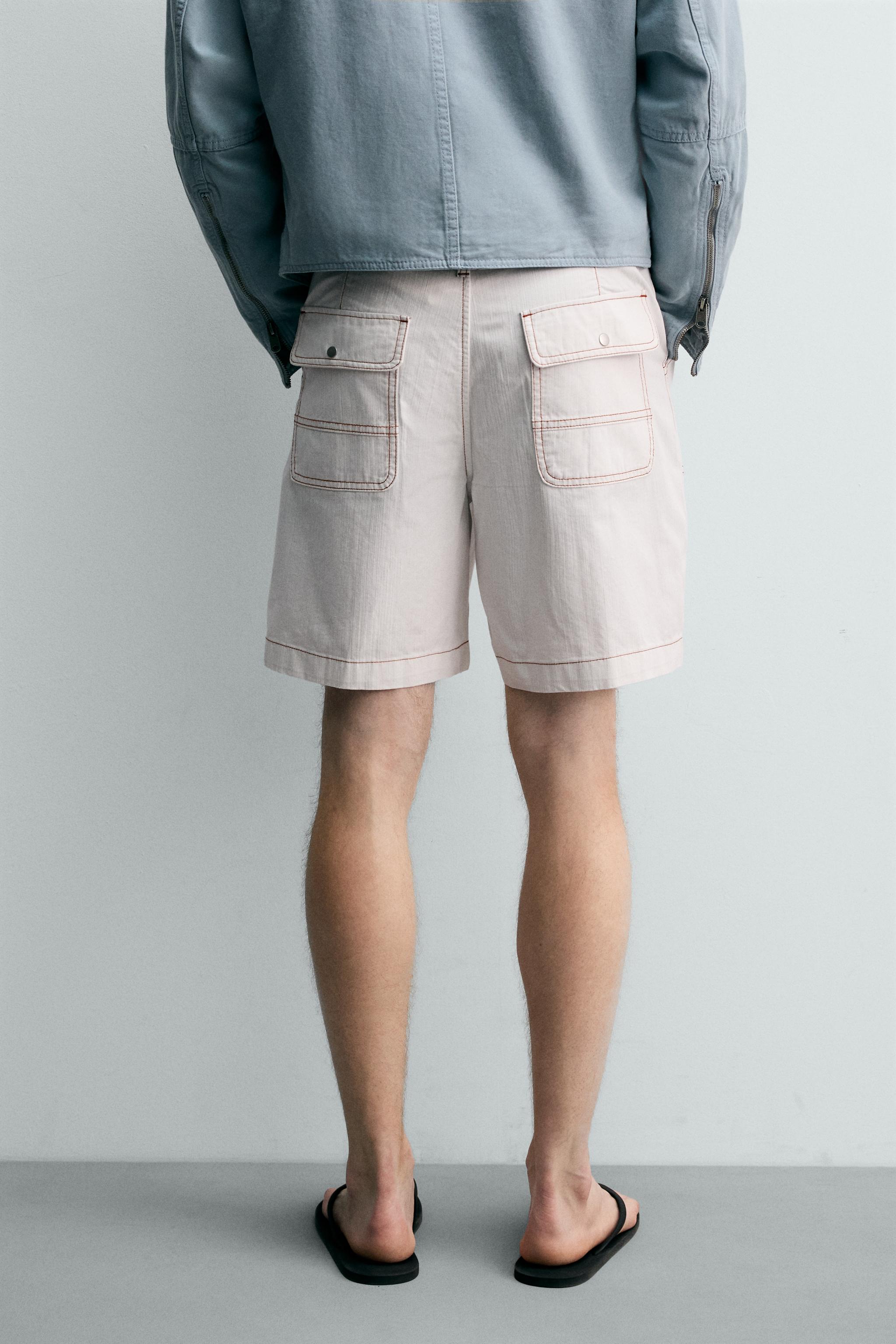 CONTRAST STITCH RELAXED FIT SHORTS